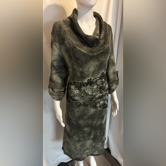 Dresses & Skirts - Made In Italy Sage Green Floral Sweater Dress Elegant Fairycore Boho Chic Earthy